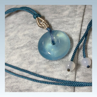 Xiyinfu natural crystal aquamarine pendant safe buckle temperament icy moist diy bracelet with beads (finished product) hand-woven rope pendant card 20-23 bread