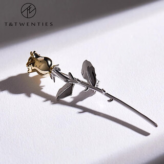 T&Twenties小王子玫瑰花西服胸针男大衣西装别针款配饰女金属花朵领针情侣潮 【胸针】X125 金银双色玫瑰