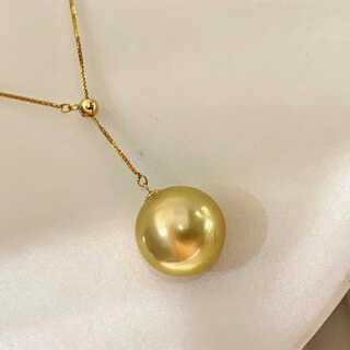 Yage imported natural seawater south sea gold bead pendant pearl necklace 18k chopard y chain strong light thick gold clavicle chain 10-11mm 45cm