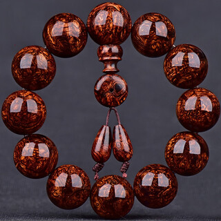 PZI奢侈高端海南黄花梨手串男满瘤疤虎皮顺纹高油密老料海黄佛珠手珠 镇店级爆满瘤疤15mm15颗