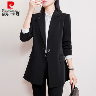Pierre cardin plus size plus size professional women's suit, fat, high-end, slim, interview formal suit, spring and autumn work clothes, black jacket xl 120-140jin jin is equal to 0.5 kg