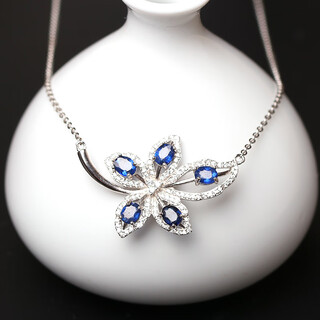 Fujiu 4.85g new natural sapphire necklace pendant women's fashion colorful treasure jewelry gift