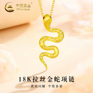 China gold 18k gold zodiac snake necklace women's curly snake zodiac year pendant valentine's day birthday gift for girlfriend and lover 18k brushed gold snake pendant with 925 silver chain