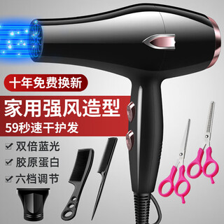 Philips (philips) same style german hair dryer for home use, hair salon, high power 2200w, barber shop negative ion hot and cold wind mute, german black 18000 wind power, home use, free three plus scissors