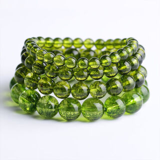 Knock knock love natural collection grade green peridot bracelet single circle ice green crystal emerald bracelet women's small fresh accessories 6mm each