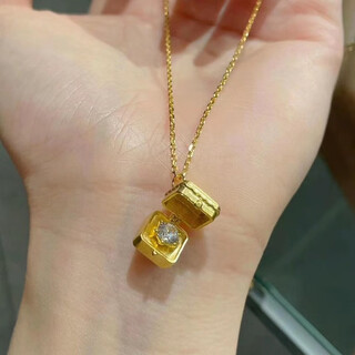 Quamer old phoenix gold store true love confession gift box diamond pendant simulation gold necklace light luxury niche clavicle birthday one diamond gift box pendant necklace