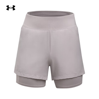 Under armor women's 2-in-1 fitness training clothing running yoga pilates breathable lightweight shorts 1376759 1376759-009 m