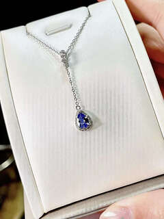 Canxian s925 silver tanzania national stone tanzanite drop-shaped simple temperament pendant 3a full body deep blue