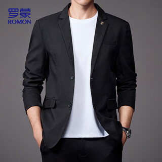 Romon suit men's fashion two-button single suit men's jacket business casual suit men yt2088 black xl