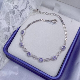 Shilian's favorite crystal natural tanzanite bracelet electro-optical blue pure body quality s925 silver inlaid