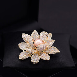 Woug light luxury lotus brooch women's suit jacket collar brooch japanese and korean temperament versatile coat style gold