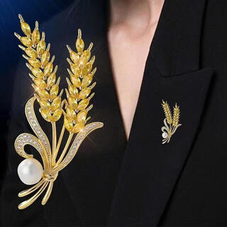 Naiya brooch light luxury class men's fashion golden wheat corsage suit men's suit men's coat pin decoration style two