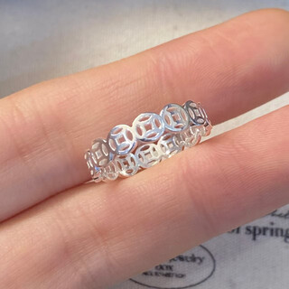 Five emperor coins, copper coins, 999 sterling silver ring, closed index finger ring, retro chinese style full silver tail ring gift, no. 18 gold store number, free packaging