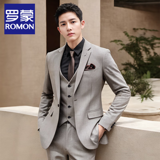 Romon spring and autumn high-end groom's suit suit men's gentleman's business work professional formal british slim suit men's brown gray jacket + pants xl