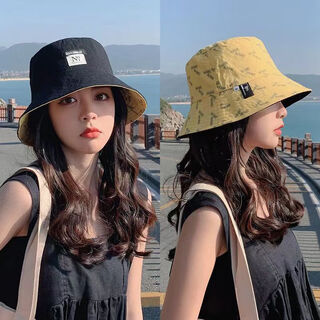 Zhongfei fisherman hat women's spring and summer korean style trendy sun protection sun hat japanese style small edge versatile reversible sun hat basin hat black