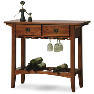 Leick home solid wood wine rack two drawer storage home bar wine table multifunctional restaurant furnishings