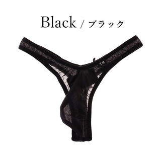 G-station nissan tm sexy men's thong clear skin ultra-thin silky comfortable high translucent low-waist tight thong underwear black 1 pair xl (day size is too small)