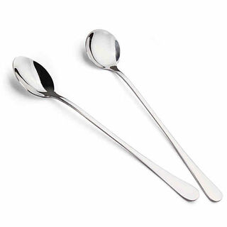 Stainless steel spoon long handle coffee spoon extended mixing spoon dessert spoon household seasoning spoon high appearance round head 1 pack no specifications