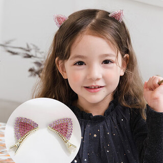 Chimera (chimera) 2 pieces children's hair clips cat ears rhinestone bangs clip duckbill clip headdress birthday gift for girls