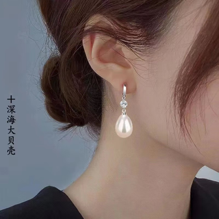 Yan chang s925 earrings rhinestone agate earrings women's pearl earrings hypoallergenic korean style personality temperament new silver jewelry glossy earrings single diamond white water drop 10*14