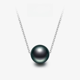 Bhiodha jewelry simple charm round tahitian black pearl pendant passepartout single s925 silver sea pearl necklace 12-13mm