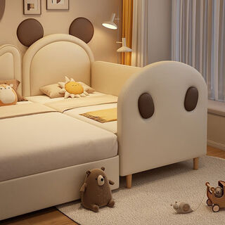 Fancychic solid wood children's bedside bed baby single crib for girls customized baby bedside widening splicing bed soft bag splicing bed bear model three-sided soft bag supports customization, delivery to home, installation included