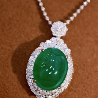 Zhaohao emerald pendant, high ice emerald color 18k gold set with diamonds