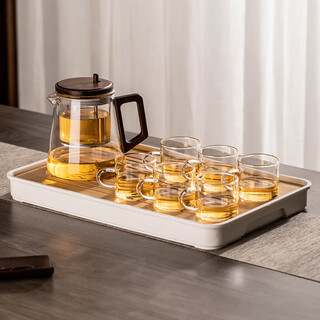 Porcelain brand tea set transparent elegant cup tea water separation glass teapot high temperature resistant office tea tea set