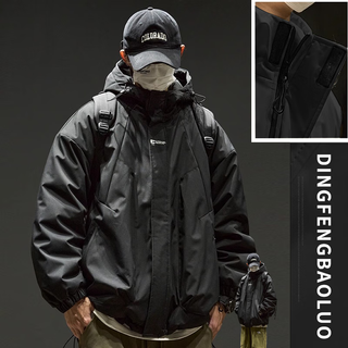 Dingfengbaoluo assault jacket men's autumn and winter outdoor sports hooded workwear large pocket jacket ym9945 black 3xl