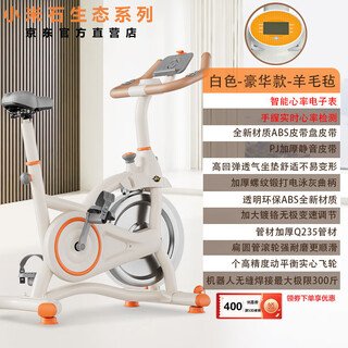 Xiaomishi intelligent fat-burning spin bike magnetic control home indoor exercise bike fitness equipment silent sports bike white-luxury model-wool felt flywheel