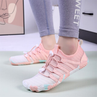 Mccannon indoor fitness shoes for men and women, non-slip training shoes, silent skipping rope running shoes, step machine special shoes, shock-absorbing soft-soled yoga shoes, white powder 38