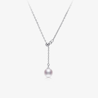 Xue cong jewelry summer 8.5-9mm true round freshwater pearl pendant necklace s925 silver y-shaped adjustable chain xk white pearl/s925 silver y-shaped chain 9.5-10mm