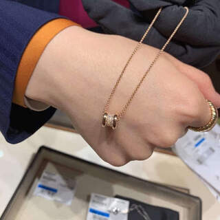 Ya ge small waist necklace for women 18k gold rose gold full diamond platinum pendant light luxury gift for girls clavicle chain rose gold small waist