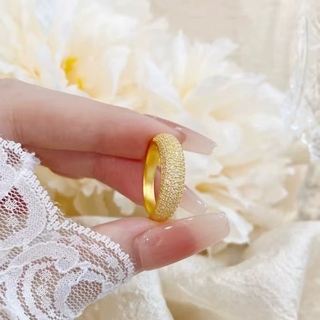 Kuang yi water shell gold ring, ancient method full of diamonds and stars, pure gold 999 inlaid with moissanous baby's breath ring for women, 10-20 rings, deposit