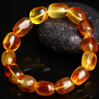Yueer's natural high-quality water-purified gold amber, blood amber, honey-colored amber, conformable passepartout bracelet, body protection and health, baltic sea high-grade amber bracelet 15-18 grams