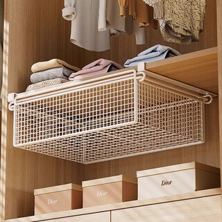 Wooden underwear storage box hanging drawer-type wardrobe storage rack in the cabinet close-fitting clothing storage hanging bag household organization rack white-large size