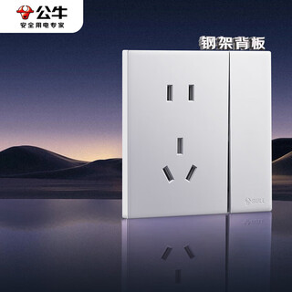 公牛（BULL）开关插座 G60系列一开单控五孔带开关插座超薄面板G60E333A太空银