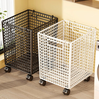 Julihui dirty clothes basket dirty clothes storage basket home wheeled removable bathroom dirty clothes basket bathroom clothes storage basket black large mobile model