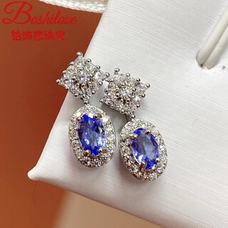 Dl 1998 fat donglai same style tanzanite earrings new natural inlaid s925 silver earrings temperament women's earrings versatile main stone 5*3mm