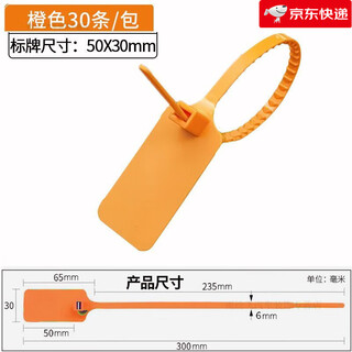 标签扎带一次性塑料封条防盗扣物流吊牌挂签电缆标识牌标牌牌定制 桔橙色 30条发空白体验用（送记号笔1支）