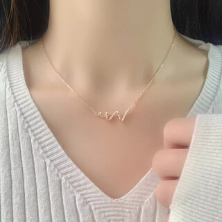 Olevo hong kong jewelry, heart-pounding pt950 platinum necklace, 18k rose gold pendant, gold gift for girlfriend, heart-pounding, rose gold