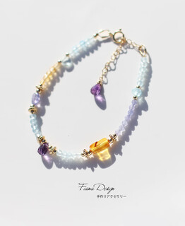 Shilian original design natural amethyst tanzanite aquamarine gold amber american 14k gold-filled beaded fortune bracelet custom bracelet