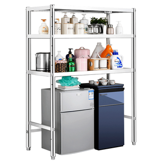 Jiefei balcony drum washing machine upper storage rack stainless steel kitchen freezer gas tank storage tall multi-layer rack customized length 70 width 45 height 180 three layers adjustable 3 layers