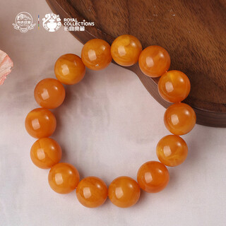 Potala palace unique chicken fat yellow beeswax bracelet plain ring amber bracelet for men and women with beads about 15mm as a gift for friends
