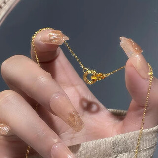 Ma simi old phoenix 999 old phoenix gold sand gold interlocking necklace women's double ring clavicle chain good luck surround hanging necklace for girlfriend