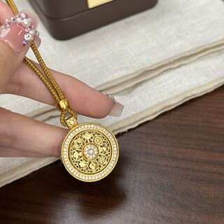 Ya ge wei xue's same ancient method dotted diamond rotating eight-treasure compass pendant sand gold necklace braided rope sweater chain women's small compass