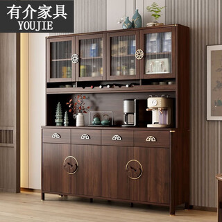 There is a new chinese-style solid wood frame sideboard high cabinet integrated wall-mounted living room wine cabinet kitchen multi-functional integrated storage cabinet 3028-80 upper and lower cabinet package for home installation