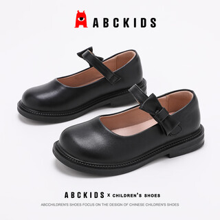 ABC KIDS女童皮鞋春秋季儿童公主鞋黑色礼服鞋女童演出鞋 黑哑光 33码 