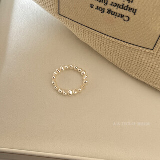 Gioio swarovski zirconium ajia natural strong luster freshwater pearl ring special-shaped baroque 3mm elastic same style baroque pearl ring us size 5 circumference 4950mm