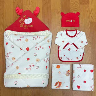 Acacia tong baby delivery bag complete set of delivery room newborn bag sheet spring, autumn, winter, spring and summer, newborn baby thickened quilt for admission to hospital, ping an xile pure cotton bean velvet 5-piece set, autumn and winter november-march, about 700 grams